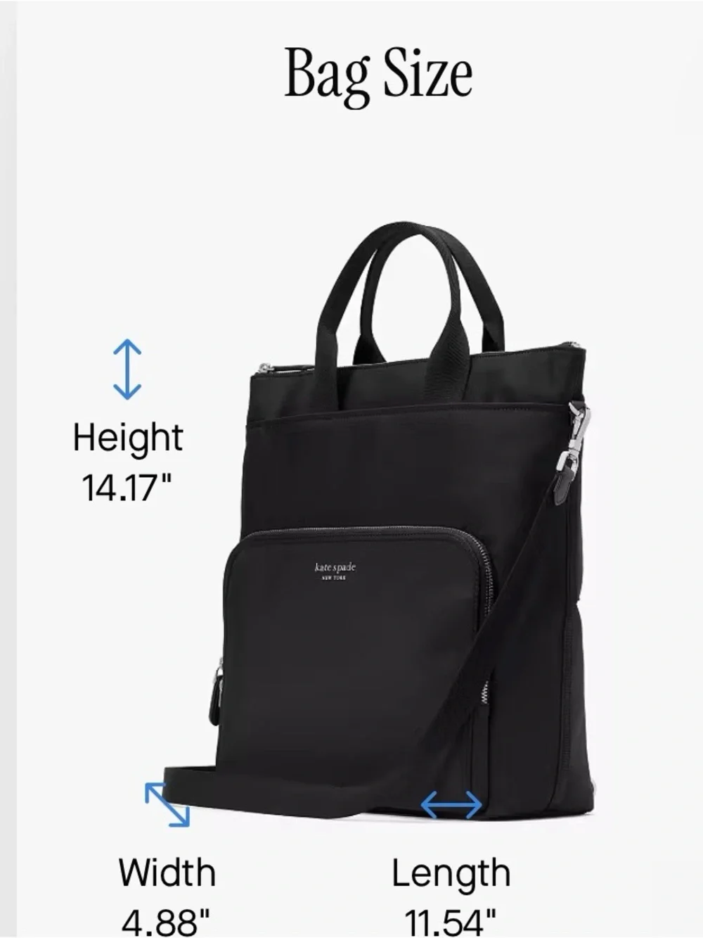 kate spade Black Nylon Convertible Backpack Tote Bag